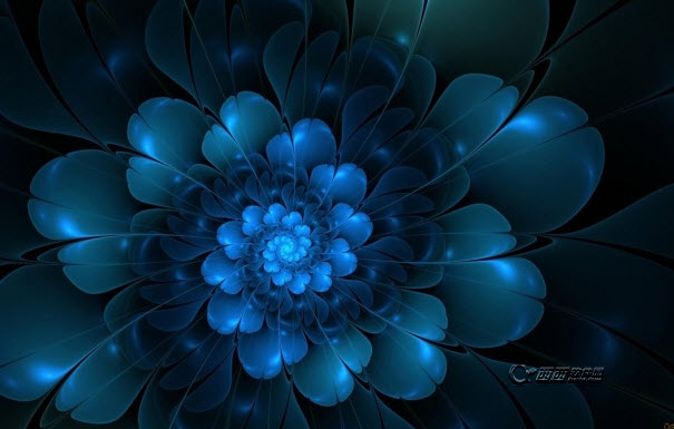 蓝色花朵抽像图素材 绿色版
